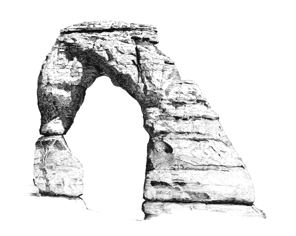 Ink drawing of Delicate Arch